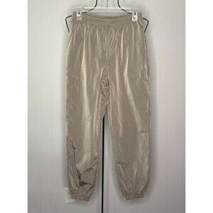 Good American Tan Beige Shine Boyfriend Wind Pants‎ Joggers Women's Size 1 S